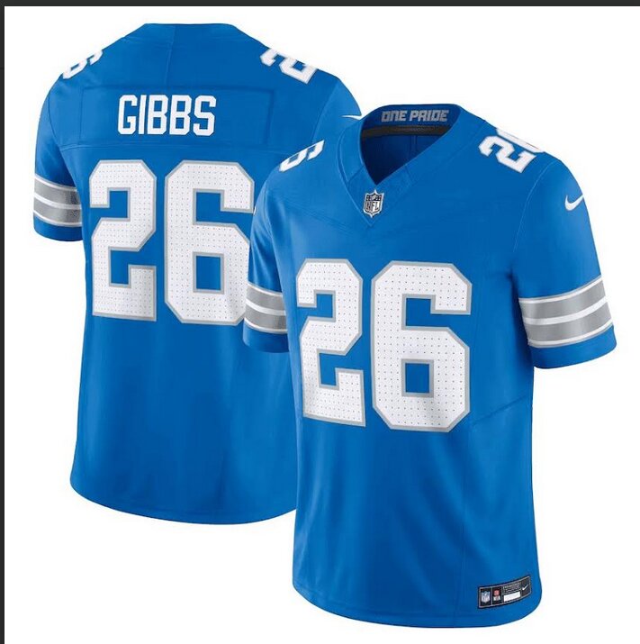 youth Detroit Lions #26 Gibb Blue 2024 Nike Vapor Limited NFL Jersey->customized nhl jersey->Custom Jersey